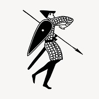 Norman soldier clipart, vintage hand drawn vector. Free public domain CC0 image.