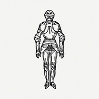 Armor drawing, vintage illustration psd. Free public domain CC0 image.