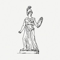 Athena statue drawing, vintage illustration psd. Free public domain CC0 image.