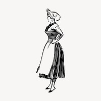 Maid, servant drawing, vintage illustration vector. Free public domain CC0 image.