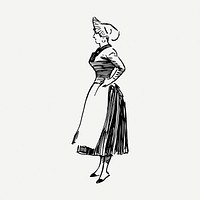 Maid, servant clipart, vintage illustration psd. Free public domain CC0 image.