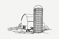 Farm, barn clipart, vintage architecture illustration psd. Free public domain CC0 image.