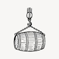 Wooden barrel drawing, vintage object illustration vector. Free public domain CC0 image.