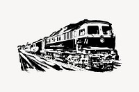 Train drawing, vintage transportation illustration vector. Free public domain CC0 image.