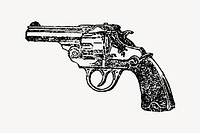 Russian Roulette gun drawing, vintage weapon illustration vector. Free public domain CC0 image.