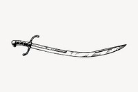 Sabre sword drawing, vintage weapon illustration vector. Free public domain CC0 image.