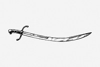 Sabre sword vintage weapon illustration. Free public domain CC0 image.