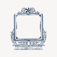 Star ornate frame drawing, vintage illustration vector. Free public domain CC0 image.