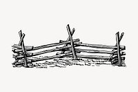 Wooden fences drawing, vintage illustration vector. Free public domain CC0 image.