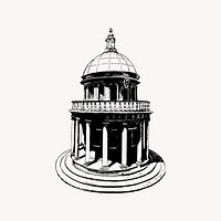 Rotunda drawing, vintage architecture illustration vector. Free public domain CC0 image.