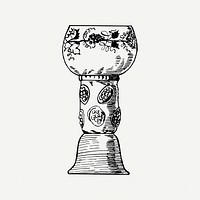 Medieval wine glass clipart, vintage object illustration psd. Free public domain CC0 image.