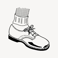 Oxford shoe drawing, vintage footwear illustration vector. Free public domain CC0 image.