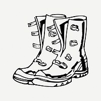 Boots clipart, vintage footwear illustration psd. Free public domain CC0 image.
