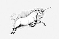 Unicorn vintage magical creature illustration. Free public domain CC0 image.