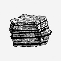 Layered rock vintage object illustration. Free public domain CC0 image.