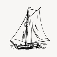 Sailboat drawing, vintage transportation illustration vector. Free public domain CC0 image.