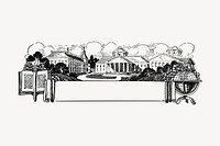 Architecture city frame drawing, vintage illustration vector. Free public domain CC0 image.