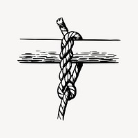 Hitch knot drawing, vintage object illustration vector. Free public domain CC0 image.