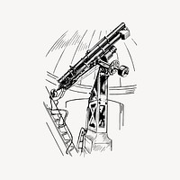 Astronomical telescope drawing, vintage object illustration vector. Free public domain CC0 image.