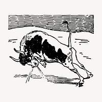 Bull drawing, vintage animal illustration vector. Free public domain CC0 image.