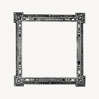 Square ornate frame drawing, vintage illustration vector. Free public domain CC0 image.