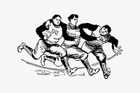 Football players drawing, vintage sport illustration vector. Free public domain CC0 image.