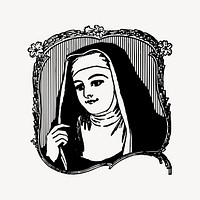 Nun drawing, vintage illustration vector. Free public domain CC0 image.