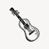 Acoustic guitar drawing, vintage music illustration vector. Free public domain CC0 image.