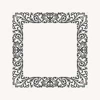 Floral ornate frame drawing, vintage illustration vector. Free public domain CC0 image.