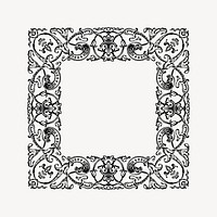 Floral ornate frame drawing, vintage illustration vector. Free public domain CC0 image.