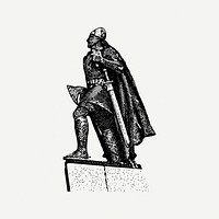 Leif Erikson statue clipart, vintage illustration psd. Free public domain CC0 image.