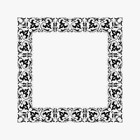 Floral ornate frame drawing, vintage illustration vector. Free public domain CC0 image.