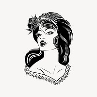 Woman portrait drawing, vintage illustration vector. Free public domain CC0 image.