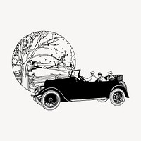 Classic car clipart, vintage hand drawn vector. Free public domain CC0 image.