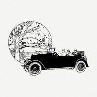 Classic car drawing, vintage illustration psd. Free public domain CC0 image.