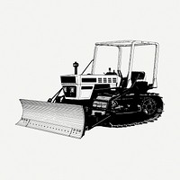 Bulldozer drawing, vintage illustration psd. Free public domain CC0 image.