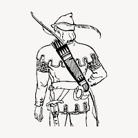 Archer man clipart, vintage hand drawn vector. Free public domain CC0 image.