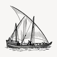 Sailing ship clipart, vintage hand drawn vector. Free public domain CC0 image.