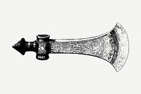 Axe head drawing, vintage illustration psd. Free public domain CC0 image.