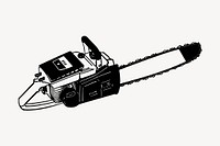 Chainsaw tool clipart, vintage hand drawn vector. Free public domain CC0 image.