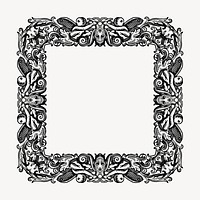 Ornamental border frame clipart, vintage hand drawn vector. Free public domain CC0 image.