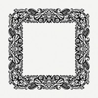 Ornamental border frame drawing, vintage illustration psd. Free public domain CC0 image.