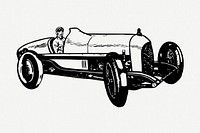 Classic car drawing, vintage illustration psd. Free public domain CC0 image.