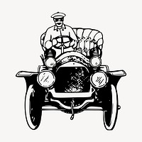 Classic car clipart, vintage hand drawn vector. Free public domain CC0 image.