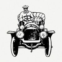 Classic car drawing, vintage illustration psd. Free public domain CC0 image.