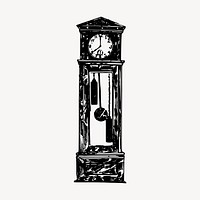 Grandfather clock  clipart, vintage hand drawn vector. Free public domain CC0 image.