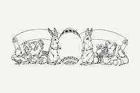 Easter banner drawing, vintage illustration psd. Free public domain CC0 image.