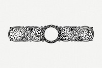 Ornamental border drawing, vintage illustration psd. Free public domain CC0 image.