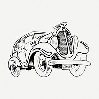 Classic car drawing, vintage illustration psd. Free public domain CC0 image.