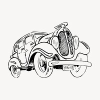 Classic car clipart, vintage hand drawn vector. Free public domain CC0 image.